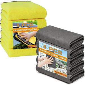 10 Thickened Magic Cleaning Cloths for Glass,Leaving No Water Marks and Reusable, Shiny Wipes for Window, Mirror, Bathroom, Shower Cleaning - E-Cloths for Stainless Steel and Glass Surfaces