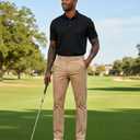 Mens Slim Fit Golf Pants, Lightweight Comfortable Dress Pants Slacks Trousers for Work & Casual with Pockets, 30"/32"/34" (Beige)