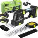 Saker Cordless Hedge Trimmer-20V Electric Shrub Trimmer Grass Shears Handheld Grass Cutter, Hedge Shear with 2 PCS Rechargeable Battery and Charger for Garden, Lawn