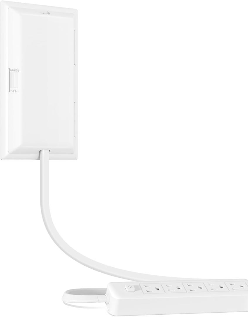 Outlet Cover Extension Cord 6 Feet, Ultra-Thin Outlet Concealer with Flat Plug Power Strip 5 AC Outlets, Childproof Flat Extension Cord Outlet Cover, 1875W for Kitchen, Home, Office (6-FOOT)