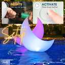 TIALLY Floating Pool Lights Solar Powered - 24" Crescent Moon Floating Pool Decorations, Floating Solar Pool Lights for Swimming Pool, Weddings, Pool Party Decor (2 Pack)