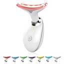 Face Light Therapy Device, Based on Triple Action LED, Thermal, and Vibration Technologies, Face and Neck Beauty Device with 7 Color LED for Home Use, Improve Skin(Glossy White)