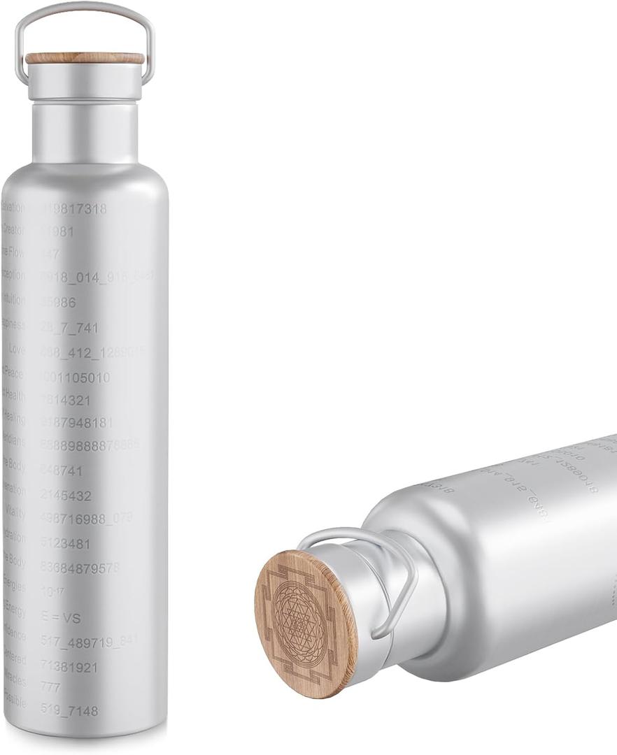 Water Bottle 2.0-1L Insulated Stainless Steel Flask with Numbers, Double Walled Vacuum Thermos for Hot & Cold Drinks, 34 oz BPA-Free Water Activator Bottle