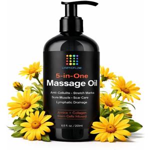 Bruizex Lymphatic Drainage Massage Oil with Arnica, Collagen and Stem Cells, Post Surgery Recovery &, Liposuction, 360 Lipo, BBL, Tummy Tuck, Fibrosis Treatment, 8.5 Oz