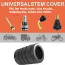 4 x Tire Valve Stem Caps, Black, 6 pcs/Pack, Anodized Aluminum Tire Valve Cap Set, Corrosion Resistant, Universal Stem Covers for Cars Trucks Motorcycles SUVs and Bikes (Black)