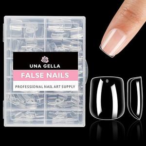 UNA GELLA Extra Short Square Nail Tips XS Short Square Gel Tips 216pcs Press On Nails Full Cover 12 Sizes Clear Fake Nails Extension for Home DIY Nail Salon Soft Gel Tips