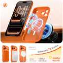 for iPhone 17 Pro Max Case for Women Girls,Compatible with MagSafe,Camera Control,Full Camera Protection, Cute Wave Magnetic Phone Case for iPhone 17 Pro Max,Orange