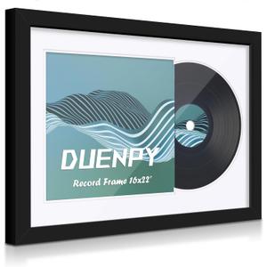 Vinyl Record Display Frame 16x22 Inches Display Record Album and 12.5x12.5 Album Cover ArtWhite Bottom Mat Wall Mount