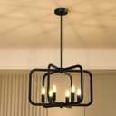 Modern Black Chandelier - 6 Light Metal Chandelier for Dining, Kitchen, Living Room, Hallway Foyer Light Fixture