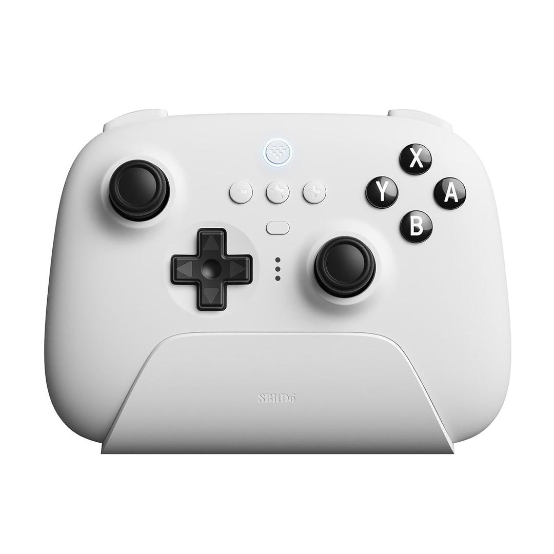 8BitDo Ultimate Bluetooth Controller with Charging Dock, Wireless Pro Controller with Hall Effect Sensing Joystick, Compatible with Switch, Windows and Steam Deck (White)