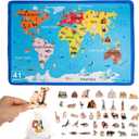 Adena Montessori World Map Puzzle, 41-Piece Geography Toy for Ages 3 and up, 23.82 inches x 35.31 inches