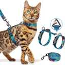 Halypet Cat Harness and Leash Set, Escape Proof [3 in 1 Adjustable & Lightweight] Cat Harness, Comfortable Soft Kitten Harness for Cats Safe, Easy to Wear, Outdoor Walking Travel, S