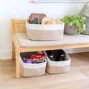 NaturalCozy Storage Baskets 16.8x13x7.6 Cotton Rope Woven Baskets for Organizing 3-Pack | Toy Storage Bins | Basket for Shelves, Laundry, Blanket, Clothes, Closet, Kitchen, Bathroom, Gifts (Off White & Mixed Brown)