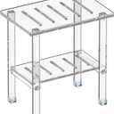 Acrylic Shower Bench for Inside Shower 10.04" D X 15.55" W X 16.14" H, Heavy Duty (Hold Up to 300lbs) Bathroom Shower Stool with Storage Shelf, for Shaving Legs & Spa, Waterproof Non-Slip