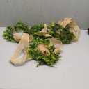 WILLBOND 4 Pcs Christmas Kitchen Cabinet Wreath Boxwood Garland with Ribbon Greenery Garland Hanging Wreaths for Cabinet Wall Window Door Fireplace Party Farmhouse Decor(Burlap,Linen)