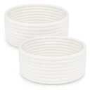 ABenkle 2 Pack Small Baskets, Cotton Rope Woven Basket, Cute Mini Tiny Storage Baskets, Decorative Boho Basket for Nursery Living Room Bedroom Shelf, Empty Gift Baskets for Mother's Day - White