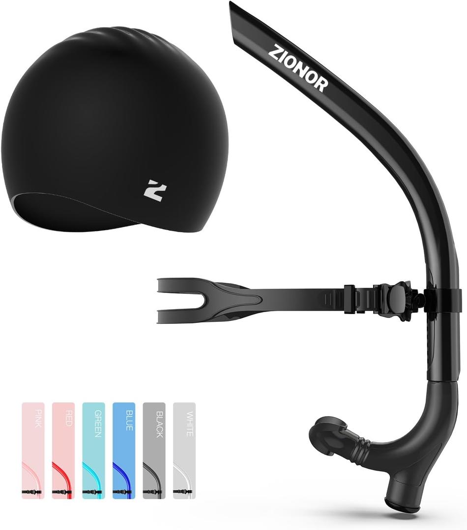 ZIONOR Snorkel for Lap Swimming with Swim Cap, Snorkeling Gear for Adults, Swimming Training in Pool and Open Water
