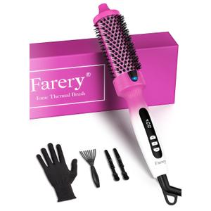 1.5-Inch Thermal Brush - Ceramic Ionic Heated Round Brush for 90's Full-Bodied Style, Volumizing, Smooth Hair & Natural Curls, Dual MCH Heating, Digital Display, 9 Temperature, Dual Voltage