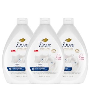 Dove Advanced Care Hand Wash Deep Moisture Pack of 3 for Soft, Smooth Skin More Moisturizers Than The Leading Ordinary Hand Soap, 34 oz