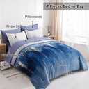 WONGS BEDDING Navy Blue Comforter Set King,7 Pieces Bed in a Bag Abstract Art Gradient Comforter Soft Microfiber Bedding Set with Comforter, Flat Sheet, Fitted Sheet, Pillow Shams,Pillowcases