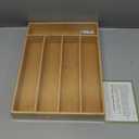 Fibogollo Bamboo Silverware Organizer for Drawer Kitchen Utensil Organizer with 5 Slots, Drawers Organizer Storage for Kitchen, Flatware, Utensils