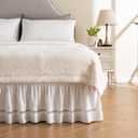 MIYE Wrap Around Ruffled Lace Bed Skirt, Elastic Dust Ruffle with Adjustable Belts, Easy to Put On, Bed Frame Cover, Machine Washable (Ruffled Lace/White, Full/Twin-12.5" Drop)