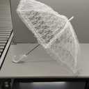 Amylove 12 Pack White Lace Parasol Umbrella Bulk Wedding Lace Parasol Umbrella for Bridesmaids Flower Girls Photo Prop Vintage Wedding Bridal Umbrella for Decoration Photo Lady Costume 1920s Party