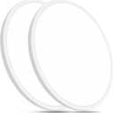 24 Inch Large LED Flush Mount Ceiling Light, 50W, 5480LM, 3000K/4000K/6000K CCT Selectable,Super Slim Low Profile Round Flat Panel Light for Bedroom,Kitchen,Hallway (White 2PK), NoRemote-24inch-2PK