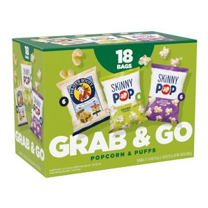 SkinnyPop Popcorn & Puffs Variety Variety Pack, SkinnyPop Original and Kettle Corn, and Pirate's Booty, Gluten-Free, Individually Sized Snack Bags, 0.5oz and 0.8oz Bags (18 Count)