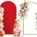 Arch Backdrop Stand and Cover Set, Metal Balloon Arch Backdrop 6.6ft, Gold Arched Stand Frame for Wedding, Parties, Birthday, Backdrop Decorations (Red, 6.6ft)