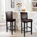 PU Leather Bar Stool Covers with Backs, Waterproof Bar Stool Chair Covers Washable & Wipeable High Back Barstool Slipcovers Chair Protctor for Pub, Counter, Cafe, Dining Room (PU Dark Brown, 6 Pack)