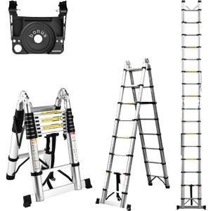 Telescoping Ladder A Frame Soctone 16.5FT Aluminum Telescopic Ladder 330lbs Capacity Compact Ladder RV Extension Ladder for Household Outdoor