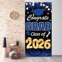 Congrats Grad Class of 2026 Door Cover, 2026 Graduation Decorations Blue, Graduation Door Banner Indoor Outdoor Party Decorations