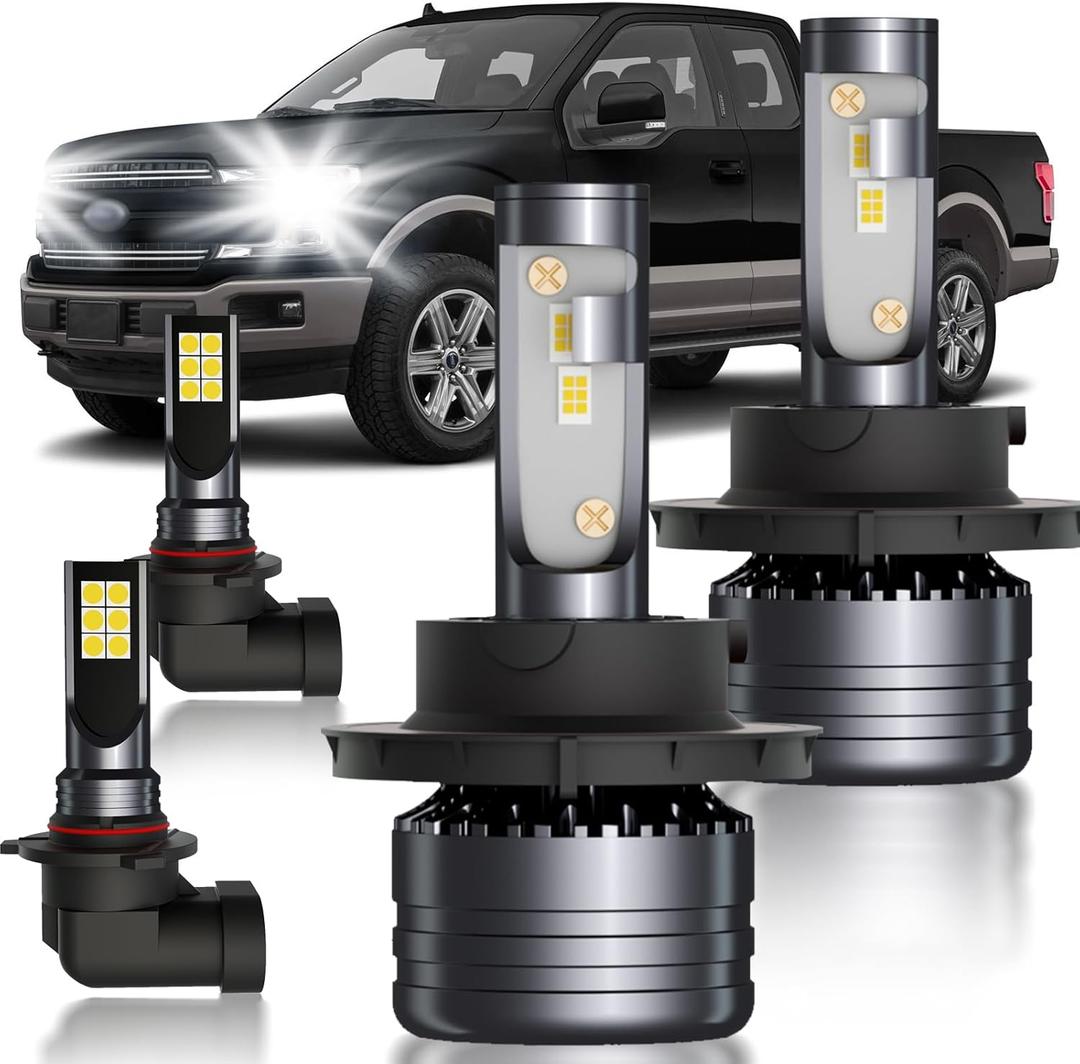 for Ford F150 2004-2014 LED Bulbs Combo, 4pcs Super Bright White High Low Beam and Fog Lights LED Blubs Package