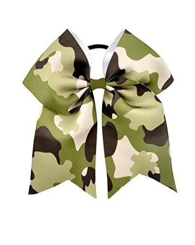 BBTDIN Camouflage Hair Clip, Green Tye Dye Ponytail Holder Bow for Girls's Daily Wear, Military Theme Party, Team Cheer Competitions, High School Practice, Hair Securing, 7.87 Inches