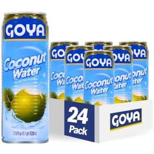 Goya Foods Coconut Water With Pulp, Real Coconut Pieces, 17.6 Fl Oz, Pack of 24, (33939), 12/18/2026
