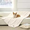 COZY KISS Waterproof Pet Blanket, Ultra Soft Luxury Faux Fur Throw Blanket for Couch, Cozy Warm Plush Blanket for Sofa Bedroom Living Room, Liquid Pee Proof for Large Dog or Cat, 40x60 inch, Cream