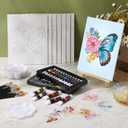 Cholemy 36 Pcs Paint and Sip Kit for Adults 8''x10'' Pre Drawn Canvas for Painting DIY Afro Acrylic Painting Kit Wood Easel Brushes Date Night Bulk for Mother's Day Party Gifts(Butterfly)