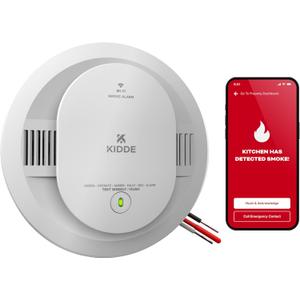 Kidde Hardwired Kidde App Enabled Smart Smoke Detector with AA Backup Battery, Interconnected Alarm