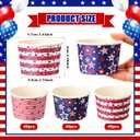 Newtay 120 Pcs 4th of July Paper Ice Cream Cups Bulk American Flag Disposable Paper Cups 8oz Patriotic Ice Cream Bowls Dessert Treat Snack Soup Bowls Party Supplies for Independence Day Party Favor, one size