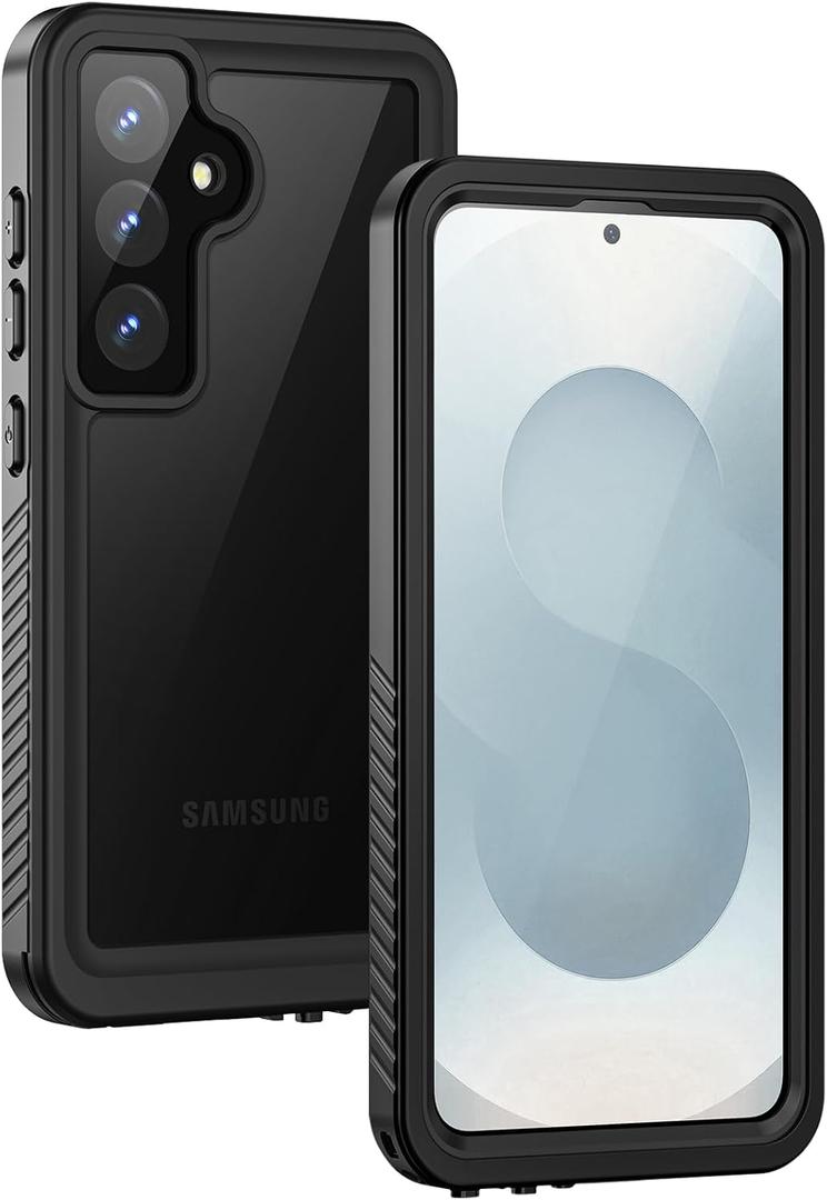 Lanhiem for Samsung Galaxy S25+ Plus Case, IP68 Waterproof Dustproof Case with Built-in Screen Protector, Rugged Full Body Shockproof Protective Cover for Galaxy S25 Plus 6.7 Inch, Black/Clear