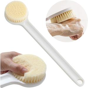 Long Handle Bath Body Brush, Back Scrubber with Soft Bristles for Exfoliating and Massage, Ergonomic, for Wet & Dry Use, Suitable for All Skin Types, 1 PCS, White