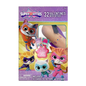 Disney Jr. Super Kitties 32 Valentines with Tattoos