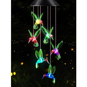 Gifts for Mom from Daughter Son Husband LED Solar Hummingbird Wind Chimes Indoor Outside Best Gifts for Mothers Day Birthday Grandma Women Who has Everything Outdoor Decor,Yard Decorations
