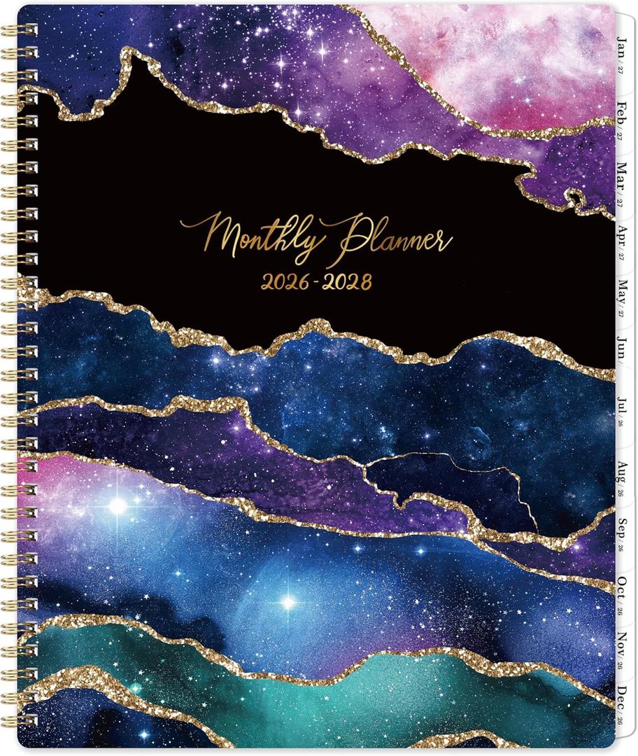 Monthly Planner 2026-2028 - 2 Year Planner 2026-2028, Jul.2026 - Jun.2028, 9" x 11", 2026-2028 Monthly Calendar, Calendar Planners with Inner Pocket, Twin-wire Binding, Tabs - Star