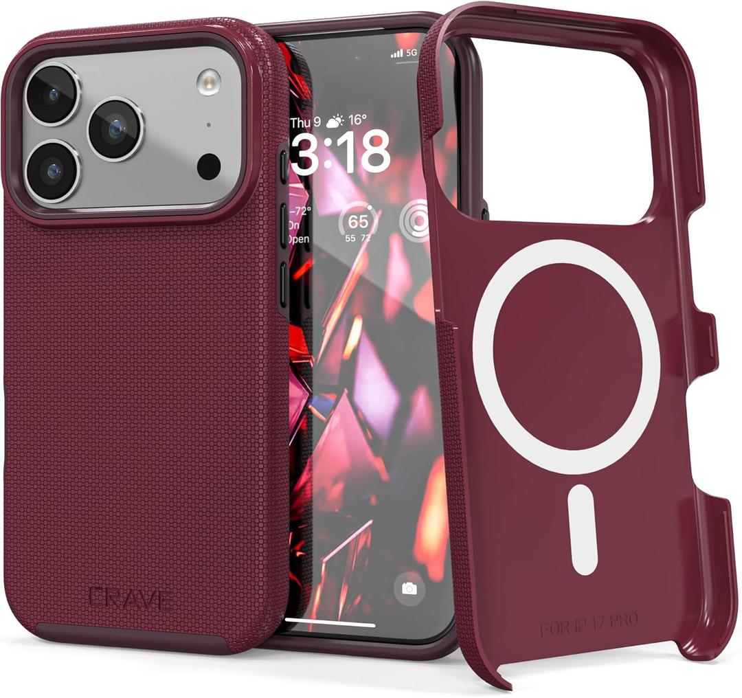 Crave Compatible with iPhone 17 Pro Case, [Compatible with MagSafe] Shockproof Protection Dual Layer Case for Apple iPhone 17 Pro (6.3 inch) - Berry