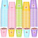 Yinkin 100 Pcs 2 oz Valentine's Day Cups Bulk Mini Conversation Heart Cups Small Plastic Candy Heart Shot Glasses with Stickers Valentine's Day Drinkware for Wedding Birthday Party Supplies