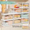 Kmiectse Clear Storage Bins with Lids - 4 Tier Plastic Bins with Wheels, Stackable Storage Bin, Closet Organizers Box for Bedroom, Living Room, 23 QT Folding Box with Magnetic door