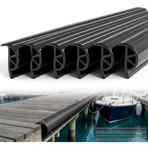 24FT Marine Dock Bumpers,P-Type PVC Dock Bumper Fenders for Horizontal Decks or Piers Protection,Hardware Included, Black