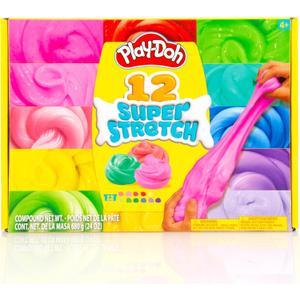 Play-Doh Super Stretch 12-Pack Playdoh Variety Kit, Kids Gifts, Popular Toys, Party Favors for Ages 8-12, Bulk Compound Packs